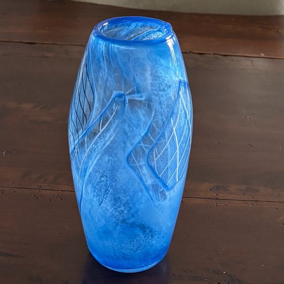 Hand Crafted Other - Hand Blown Art Glass Vase Blue